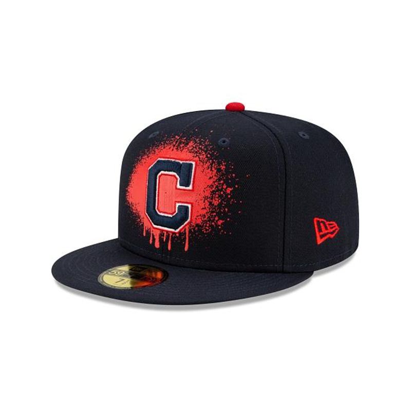 MLB Cleveland Indians Drip Front 59Fifty Fitted (ZDD8821) - Blue New Era Caps